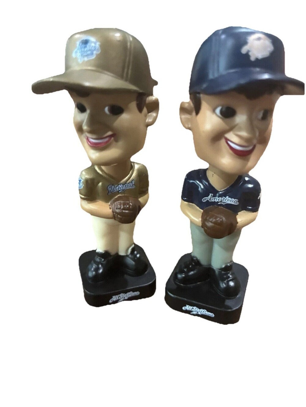 Lot of 2 Vintage MLB All Star Game Mini Bobbleheads- American & National League
